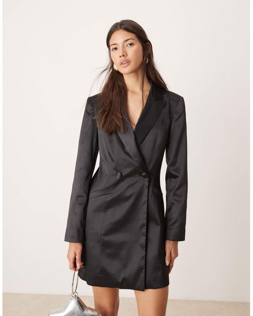 Miss Selfridge Natural Tailored Satin Blazer