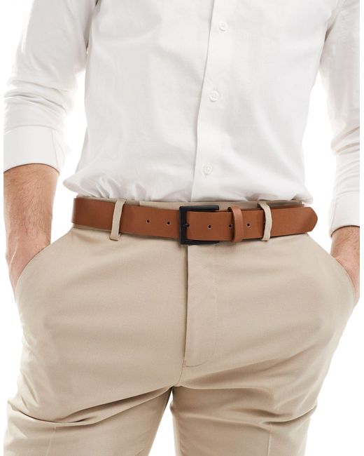 ASOS White Faux Leather Belt With Contrast Buckle for men