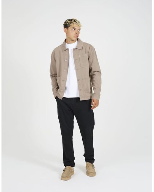 Brave Soul Natural Button-Through Cotton Shacket for men