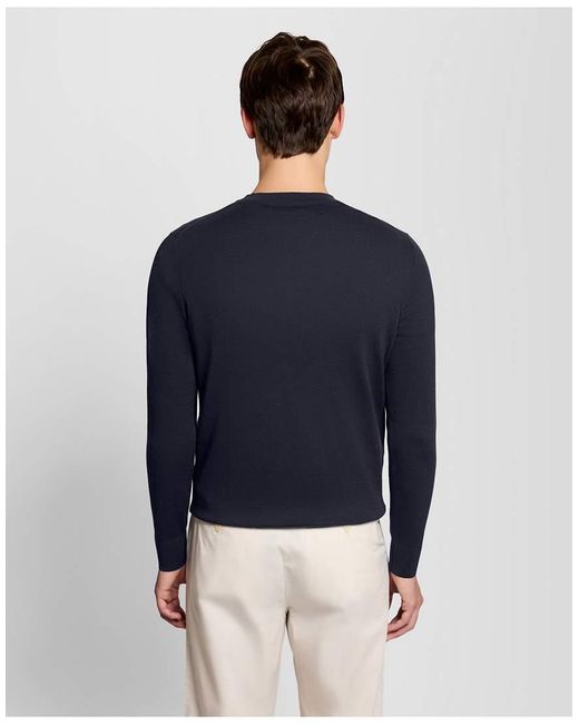 Lyle & Scott Blue Tonal Superfine Crew Neck Jumper for men