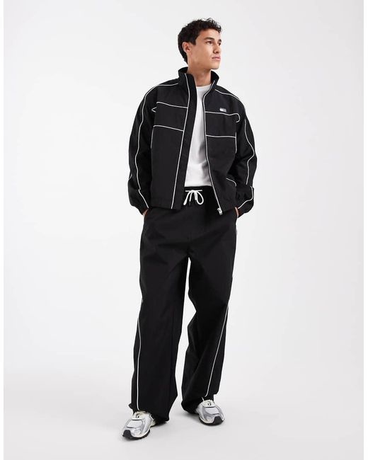Tommy Hilfiger Black Piping Detail Chest Flag Logo Track Jacket for men