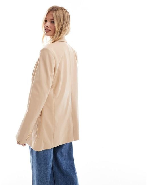 Miss Selfridge Oversized Blazer Van Imitatieleer in het Blue