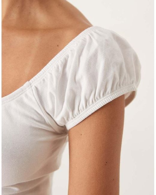 ASOS White Puff Sleeve Sun Top