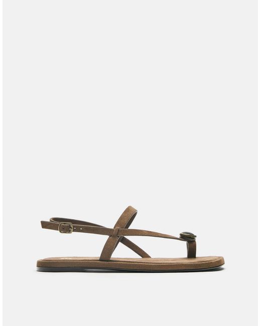 Pull&Bear White – flache sandalen