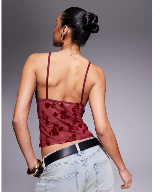 Caraco avec motif fleuri en dévoré - cerise ASOS en coloris Red