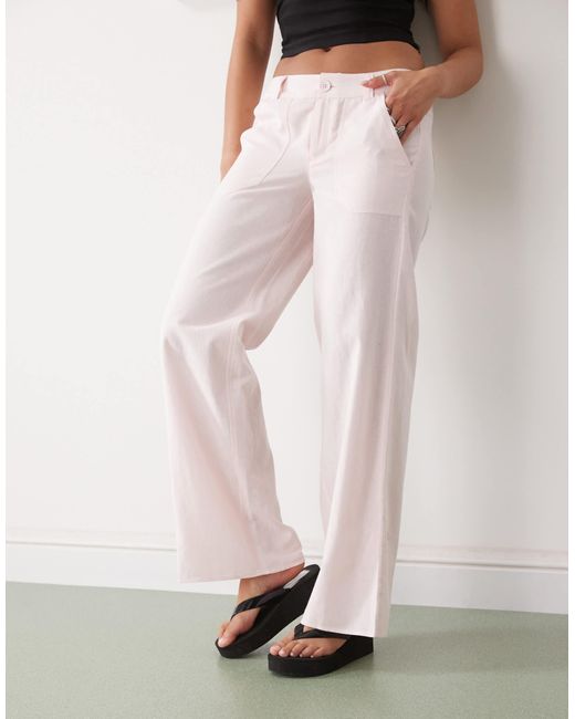 Collusion Pink 90s Low Rise Relaxed Trouser With Linen