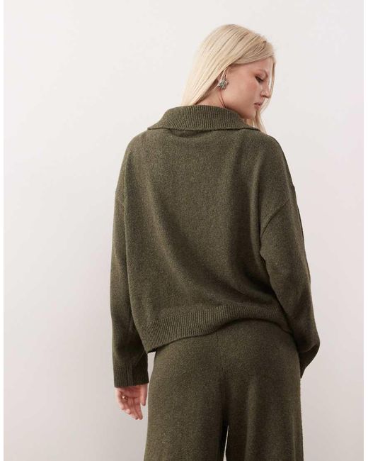 Collusion Green Knitted Oversized Button Up Jumper Co-Ord