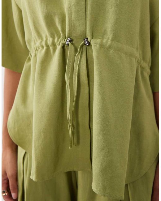ASOS Green Cinched Soft Utility Shirt Set