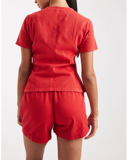 ASOS Red jogger Style Denim Pull On Short