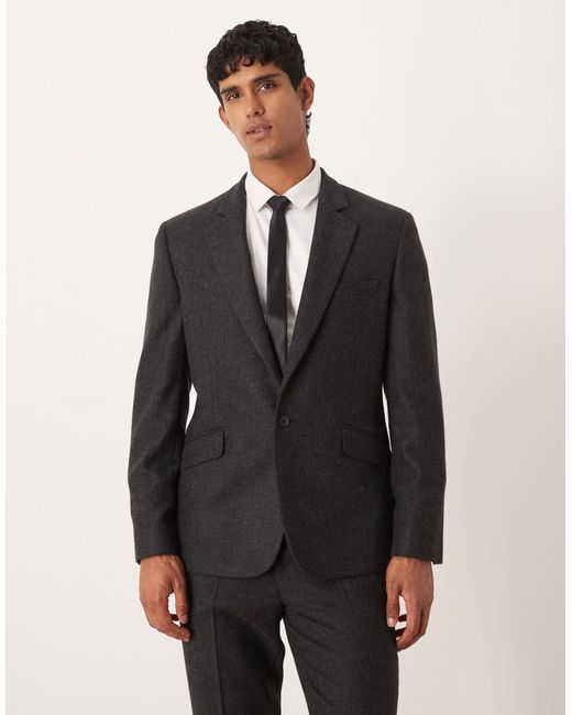 ASOS Gray Wool Blend Slim Suit Jacket for men