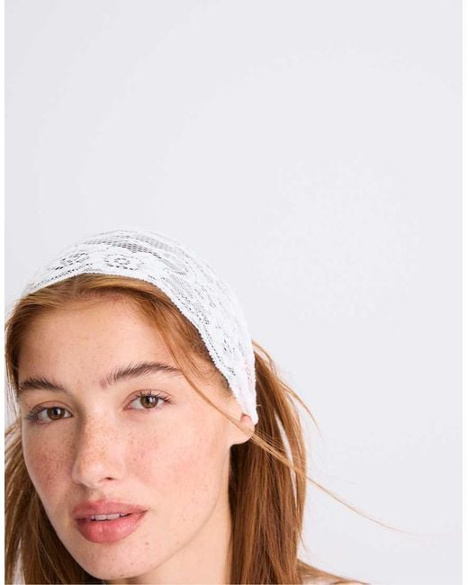 Stradivarius White Lace Elasticated Hair Band Set