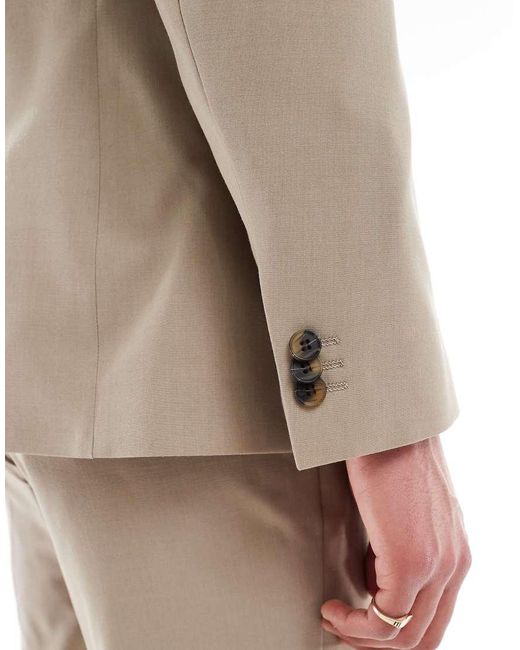 Chaqueta De Traje De Corte Slim De Tejido Ligero De Lana Peinada Lavable De -Neutro ASOS de hombre de color Natural