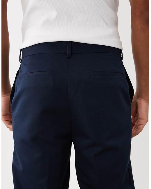 ASOS Blue Smart Tapered Trouser With Pintuck Front for men