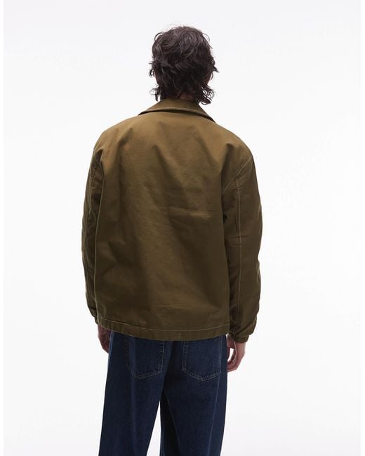 Timberland – gefütterte coachjacke aus gewaschenem canvas in Blue für Herren