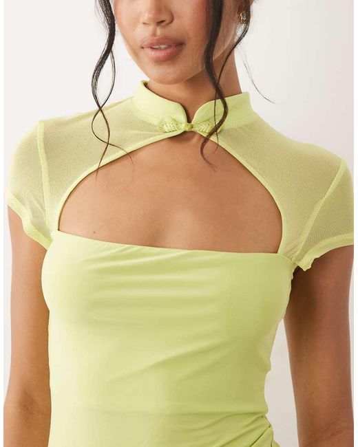 ASOS Green Rouleau Loop Cut Out Top