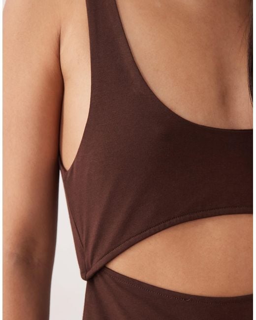ASOS Brown Cut Out Detail Maxi Dress