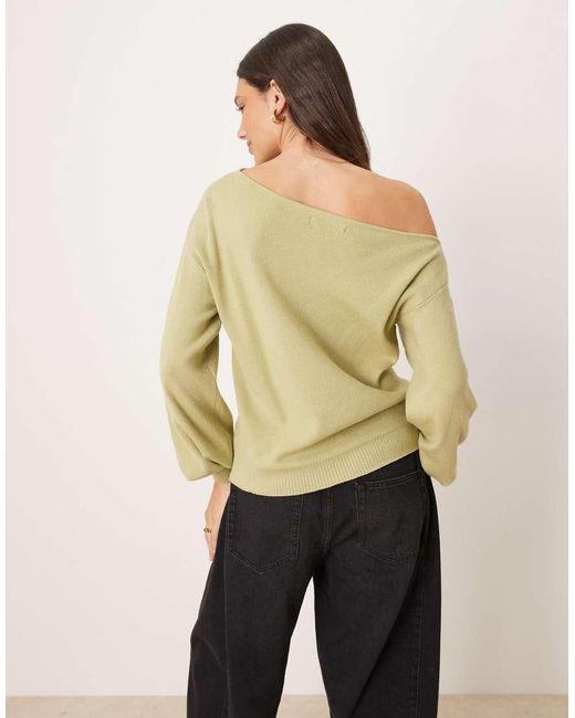 Threadbare Natural Off Shoulder Slouchy Sweatshirt