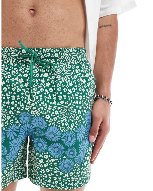 Farah Blue Colbert Flower Print Swim Shorts for men