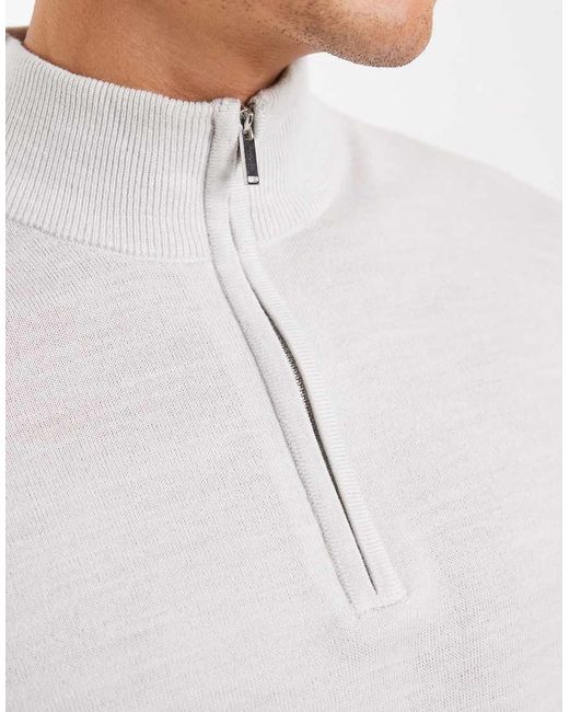 New Look White 1/4 Zip Jumper for men