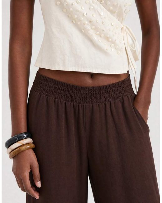 ASOS Brown Shirred Waistband Pull On Trouser