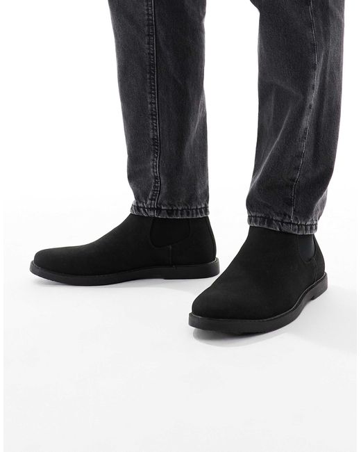 SEQWL Black Round Toe Chelsea Boots for men
