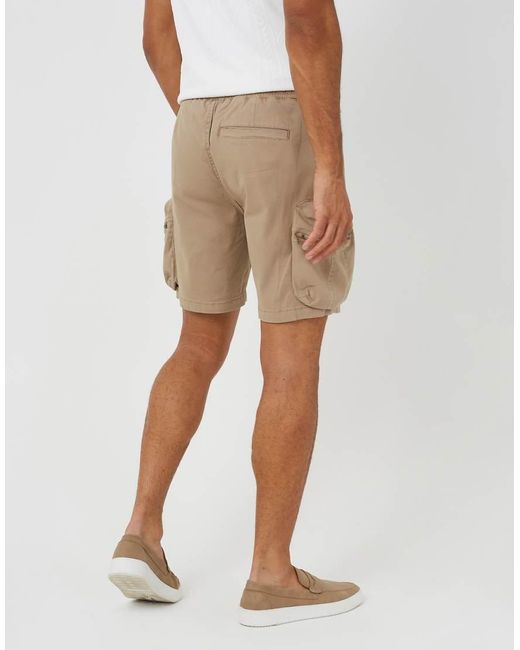 Brave Soul Natural Cargo Pocket Cotton Twill Shorts for men