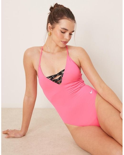 Nike Pink Nike Sneakerkini 2.0 Crossback One Piece Swimsuit