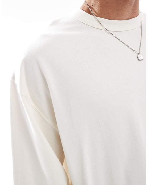 ASOS White Heavyweight Oversized Boxy Long Sleeve T-Shirt for men