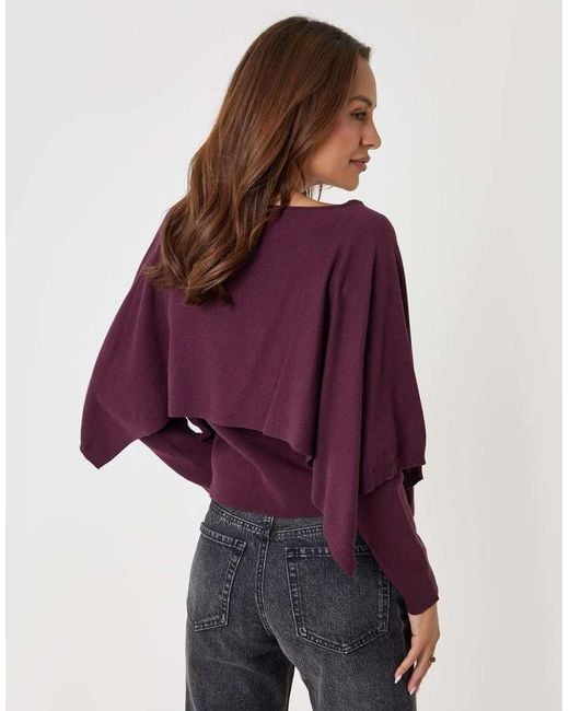 Threadbare Purple Long Sleeve Cape Top