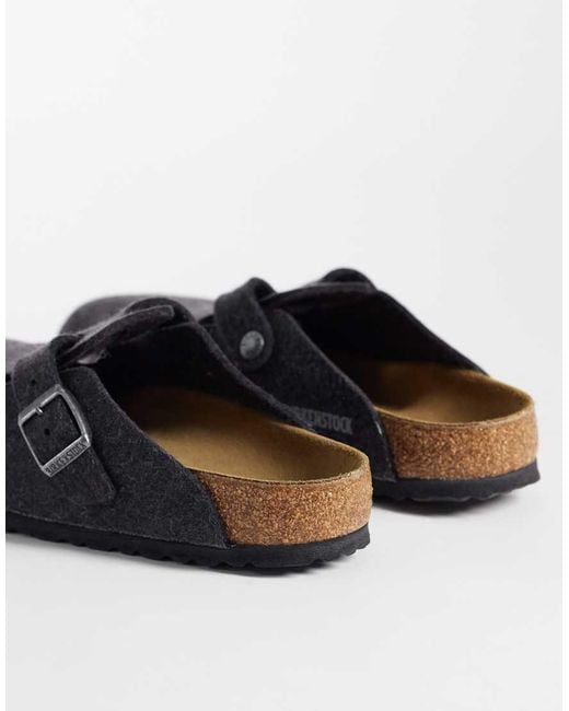 Birkenstock Gray Boston Wool Clogs