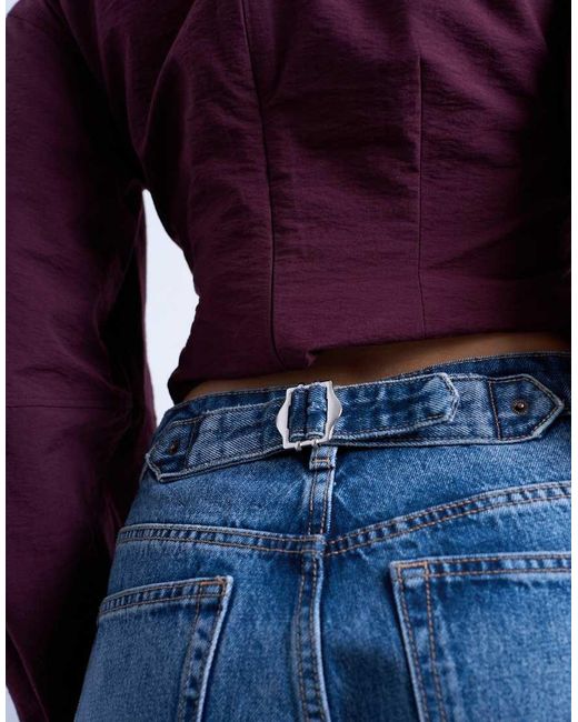Topshop Hourglass Blue Cinch Low Rise Relaxed Jean
