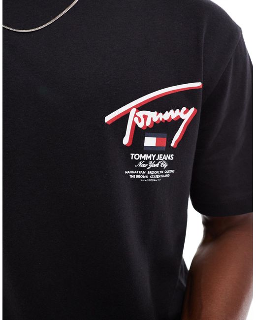 T-shirt vestibilità classica nera con logo street 3d di Tommy Hilfiger in Blue da Uomo