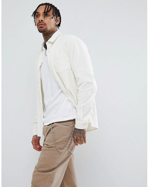 ASOS Overshirt In Cord In Ecru in White for Men | Lyst Canada