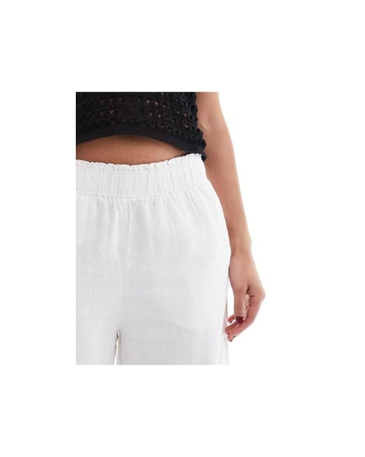 New Look White Linen Cropped Trousers