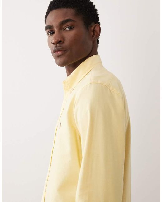 Polo Ralph Lauren Natural Icon Logo Custom Fit Cotton Oxford Long Sleeve Shirt for men