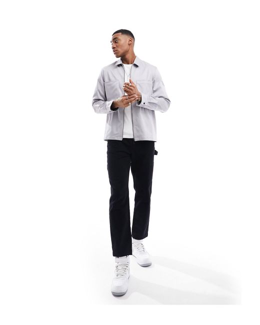 Calvin Klein – hemdjacke aus baumwolle in White für Herren
