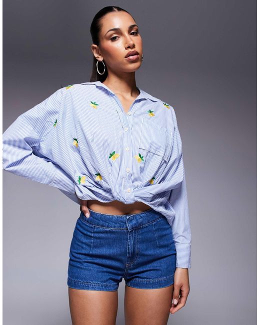 Tilda Striped Long Sleeve Mariner Shirt in Blue Stripes