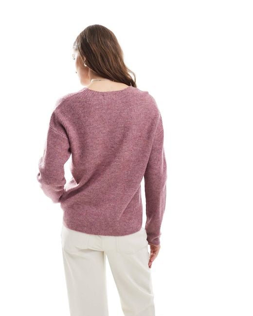 ONLY Purple V Neck Jumper