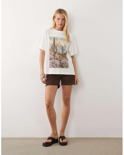 ASOS White Oversized T-shirt With Distressed Cactus Postcard Graphic
