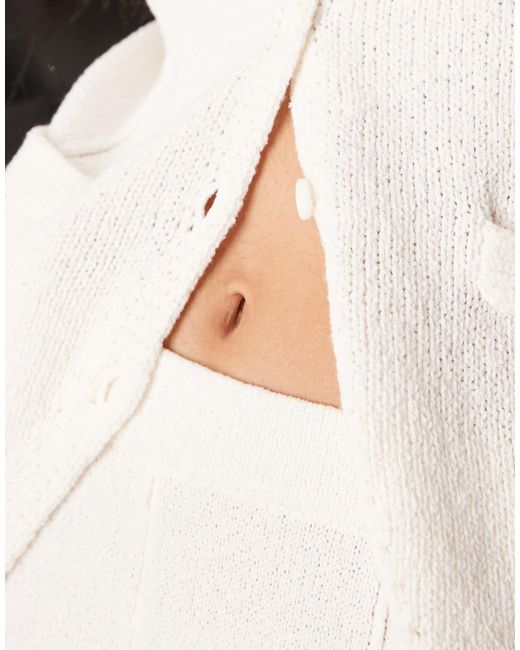 ASOS Natural Knitted V Neck Seam Detail Waistcoat