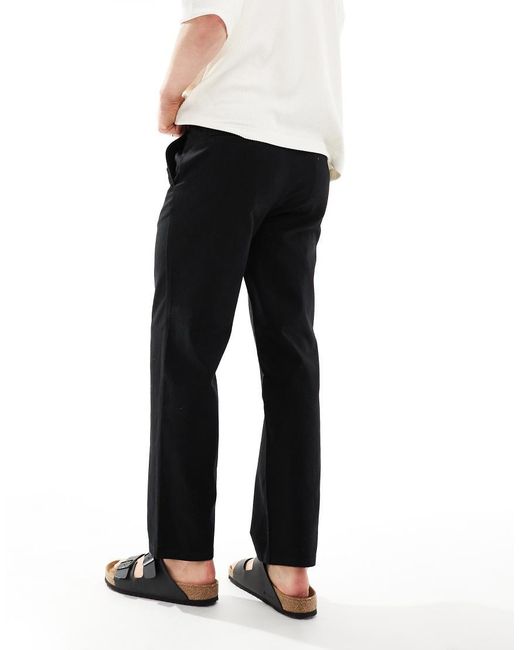 Only & Sons Black Linen Mix Loose Fit Trousers for men