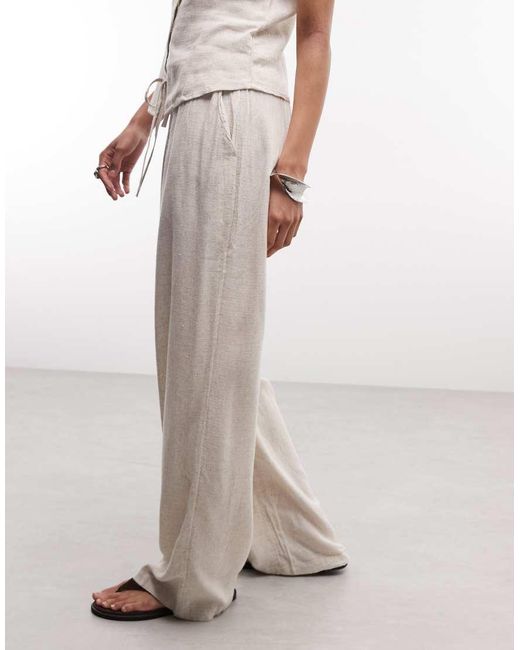 Noisy May White Loose Fit Linen Mix Trouser Co-ord