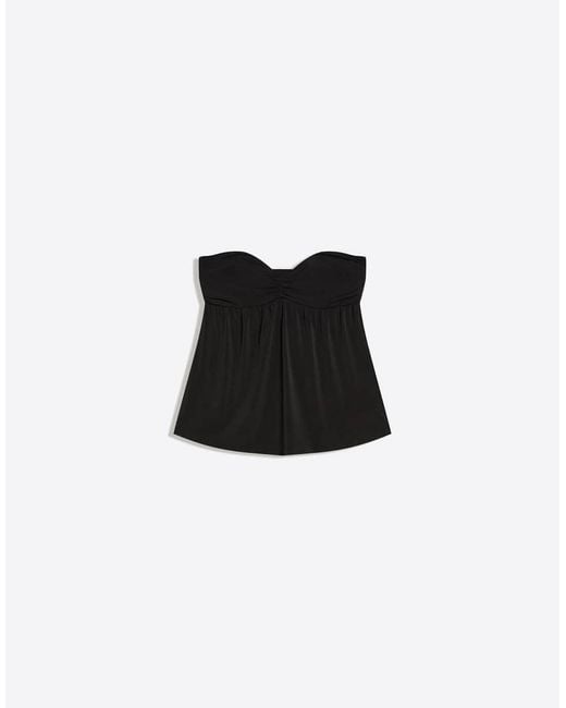 Bershka Black Bandeau Top With Knot Detail At The Back