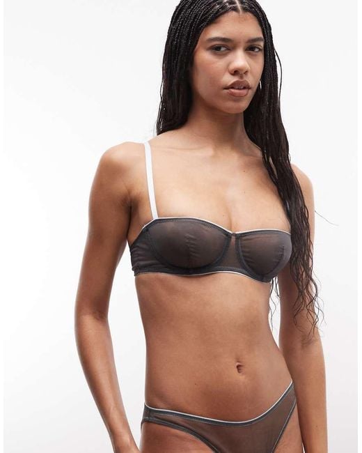 ASOS Black Emilia Sheer Mesh Underwired Bra With Contrast Trim