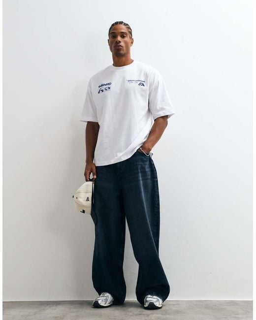 ASOS Blue Oversized T-Shirt With Goods Archive Graphic for men