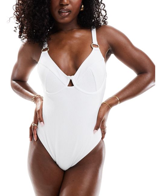 New Look White Crinkle Textured Swimsuit