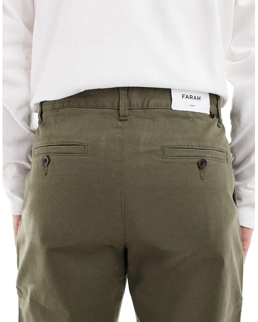 Farah Green Norwood Straight Fit Chino Trousers for men
