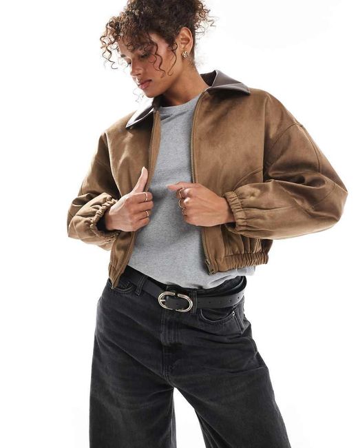 ASOS Brown Faux Suede Bomber Jacket