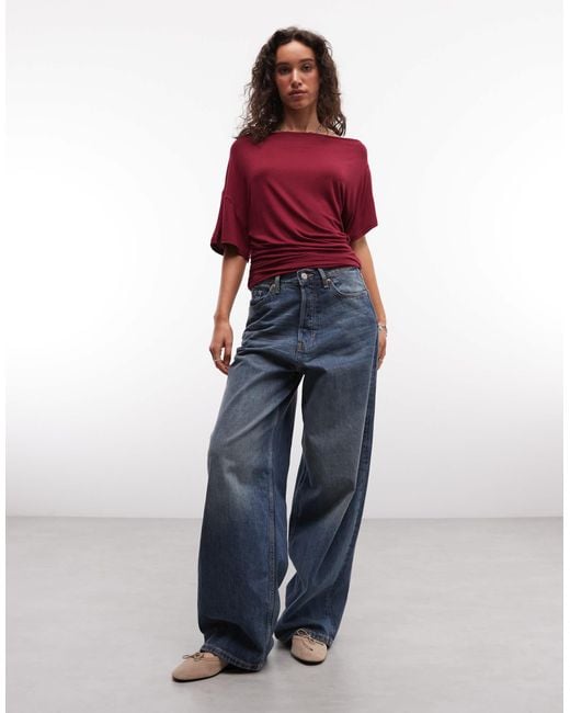 Collusion Red Drapey Off Shoulder