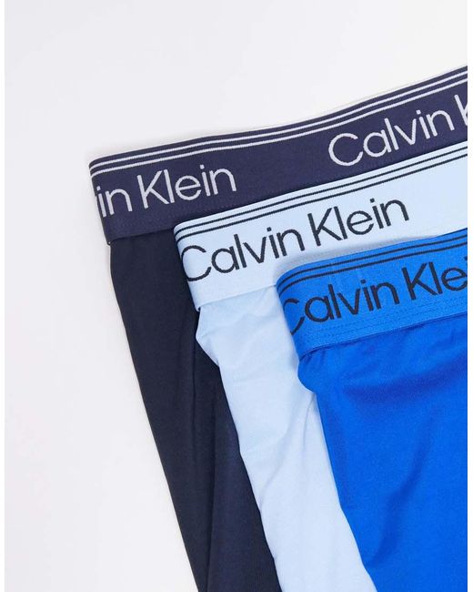 Calvin Klein Blue Micro Stretch 3 Pack Boxer Briefs for men